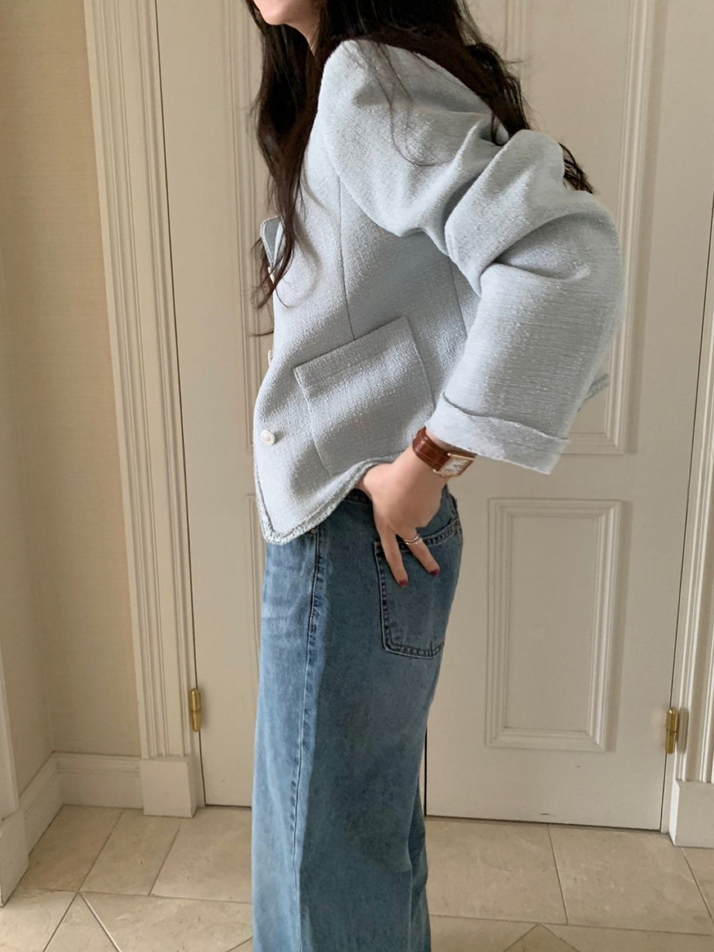 Glass tweed jacket-2col
