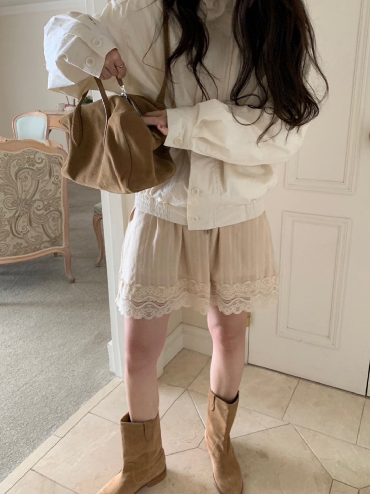 Chunky lace skirt-2col