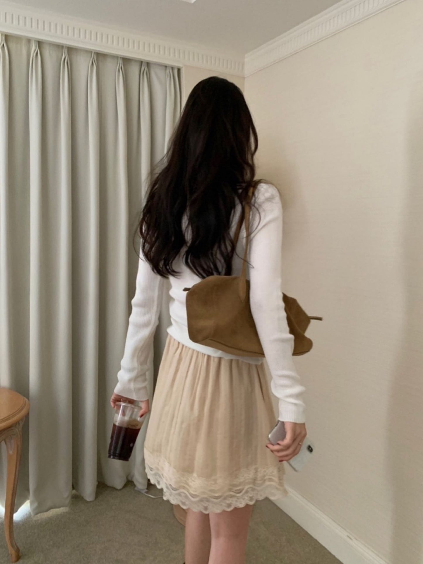 Chunky lace skirt-2col