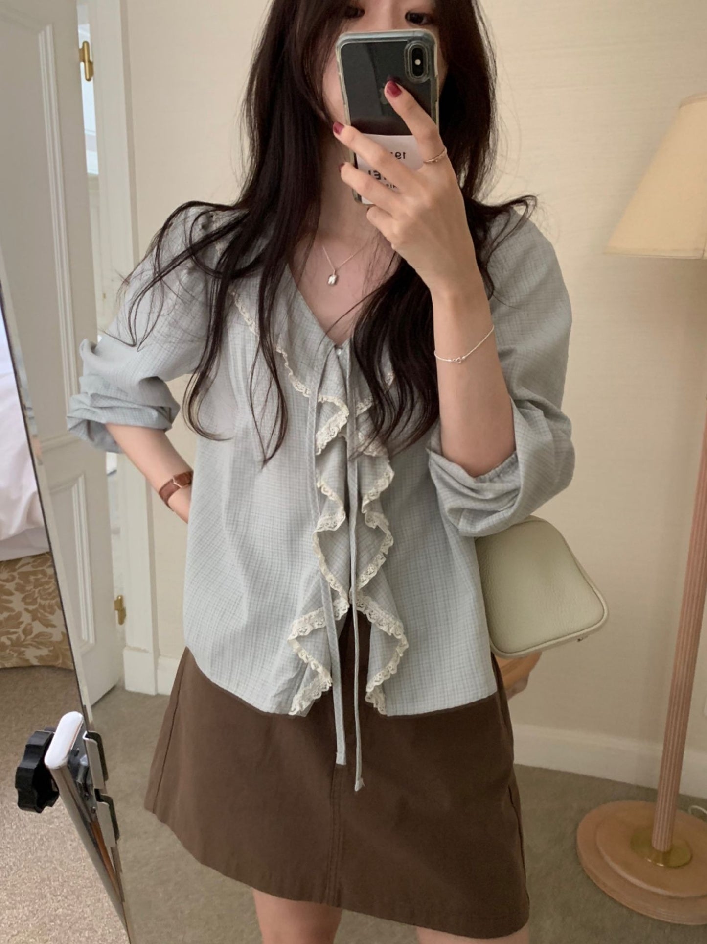 Nelly Check Blouse-2col