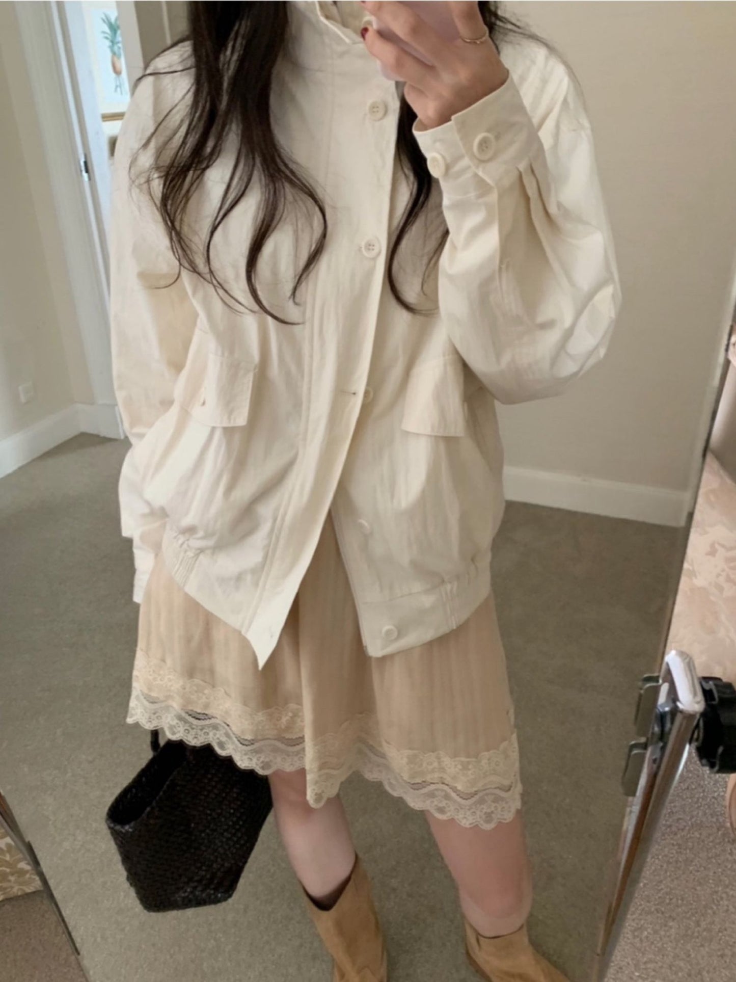 Chunky lace skirt-2col