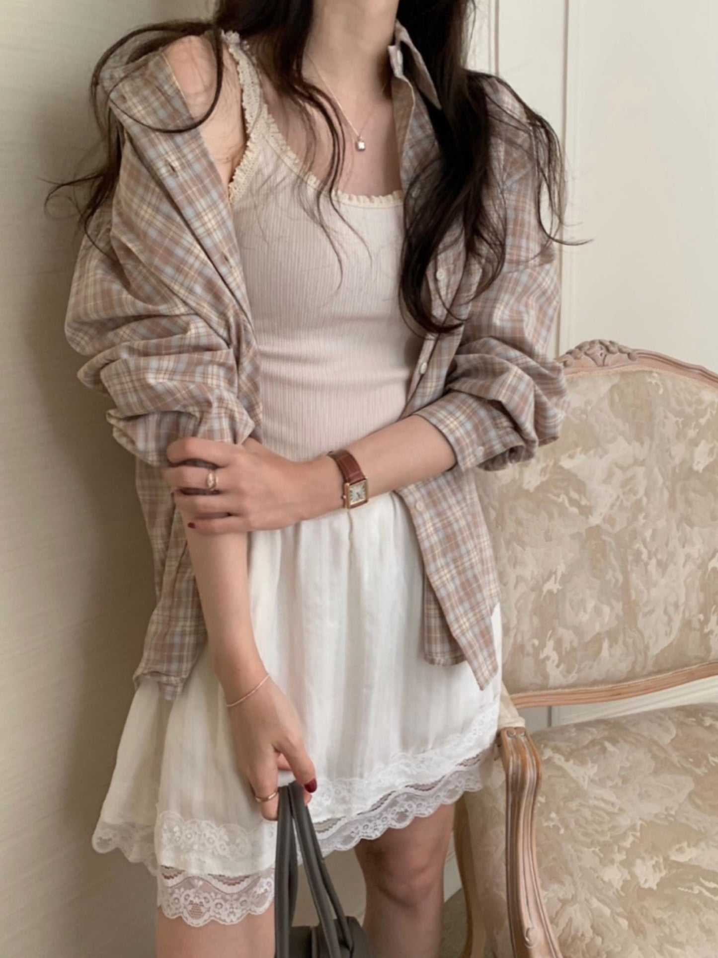 Chunky lace skirt-2col