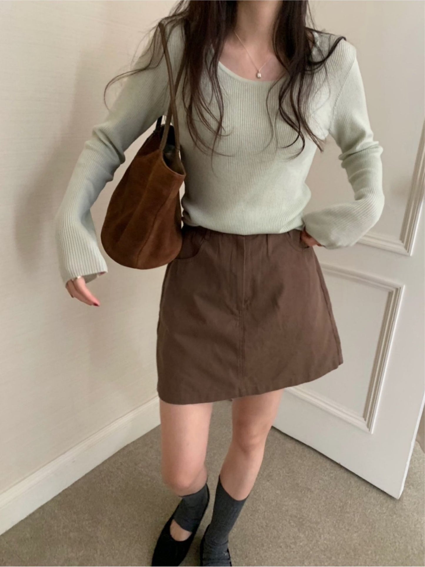 Shirring Washing skirt-3col