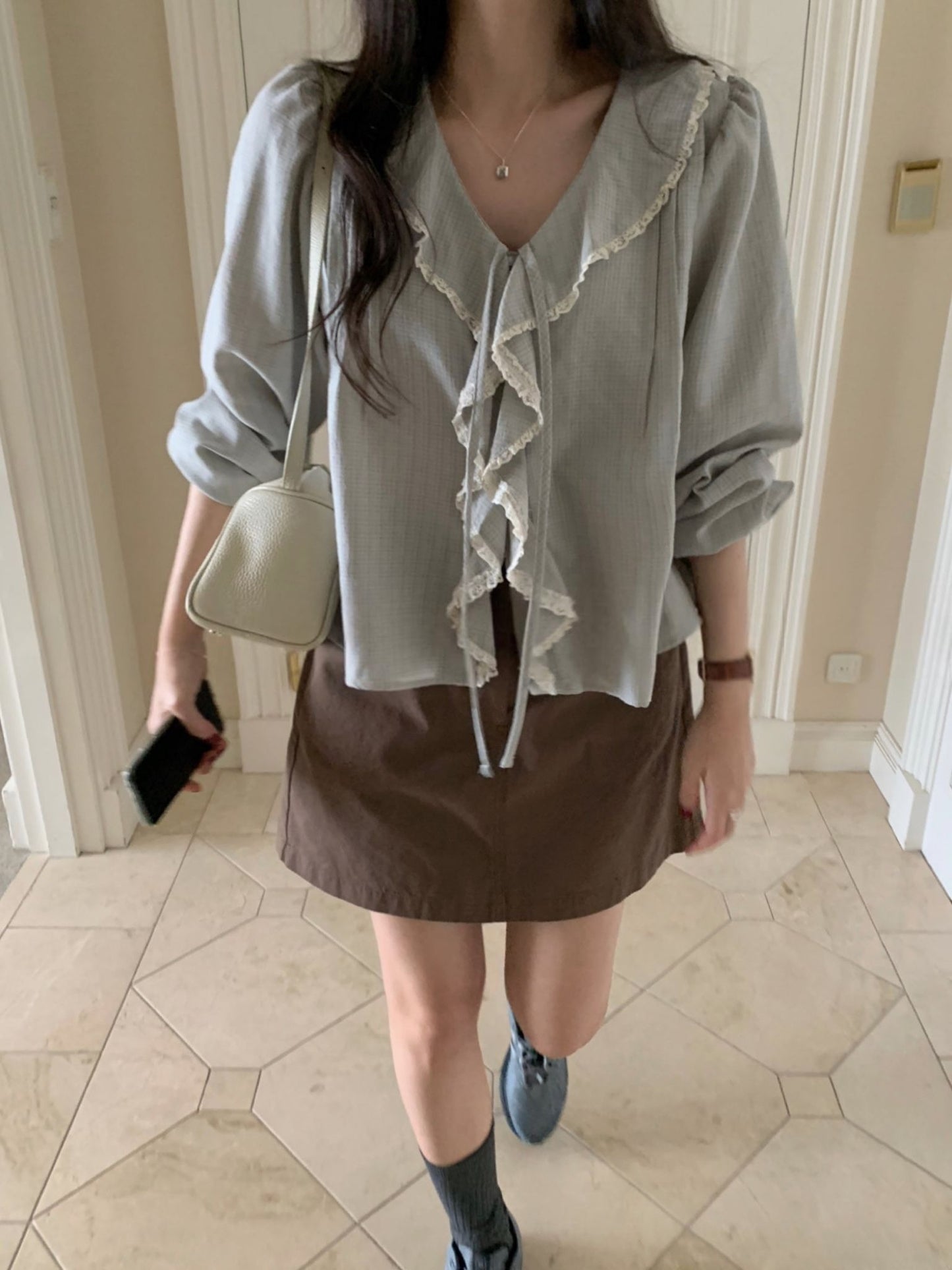 Nelly Check Blouse-2col