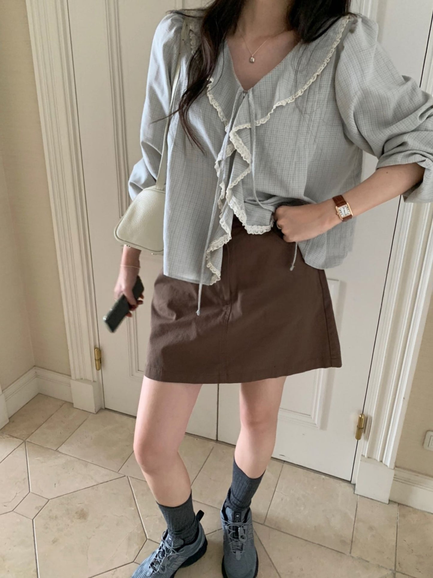 Nelly Check Blouse-2col