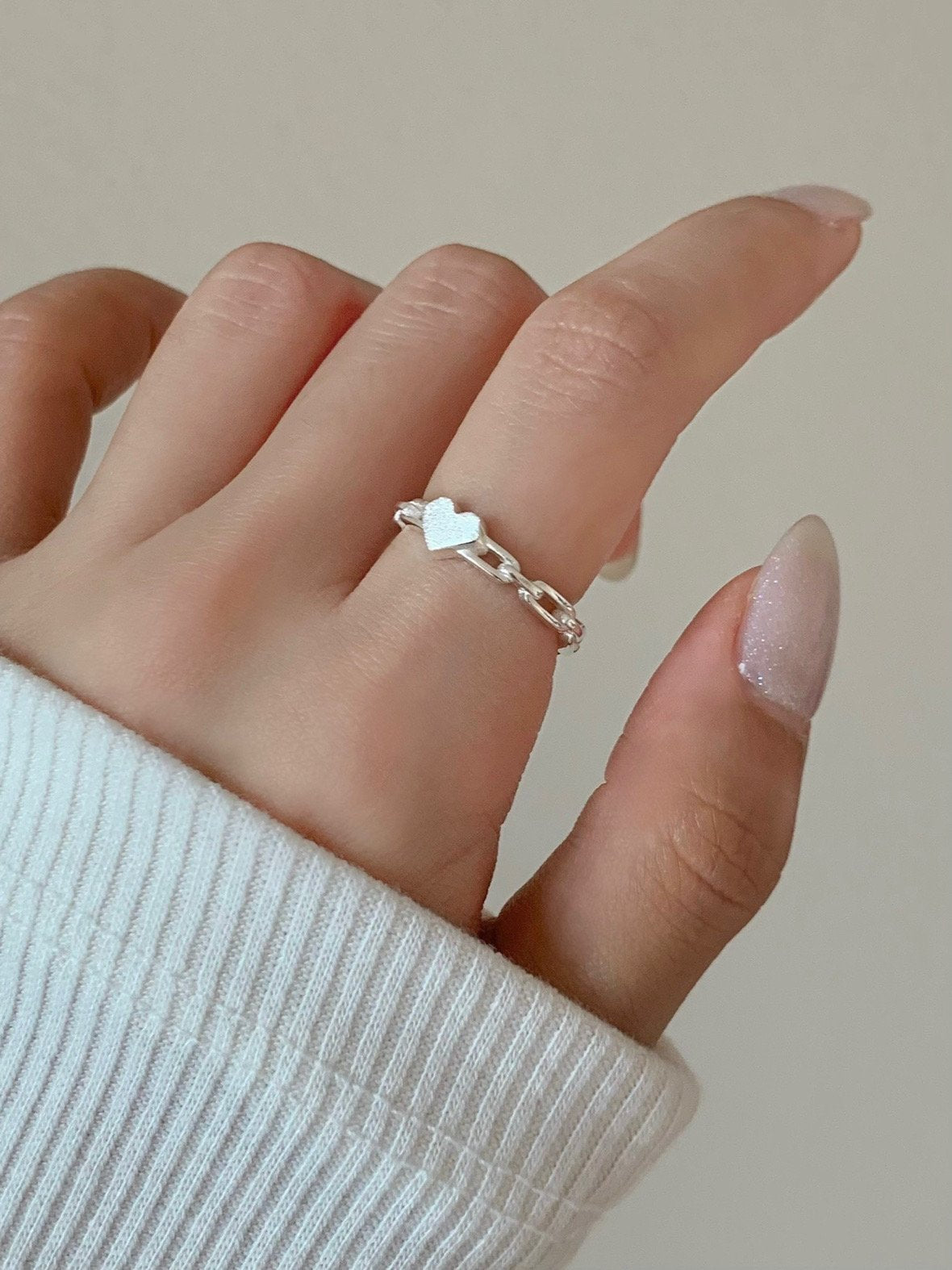 Matte heart open ring