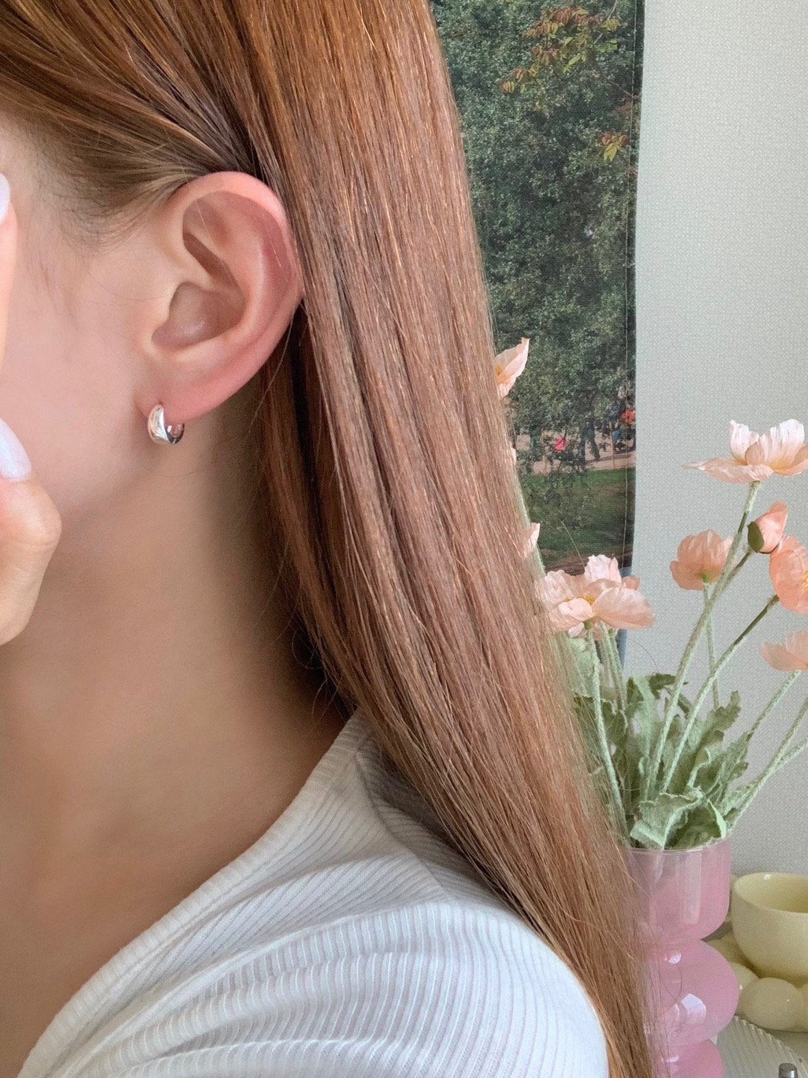 One-touch bold round earrings