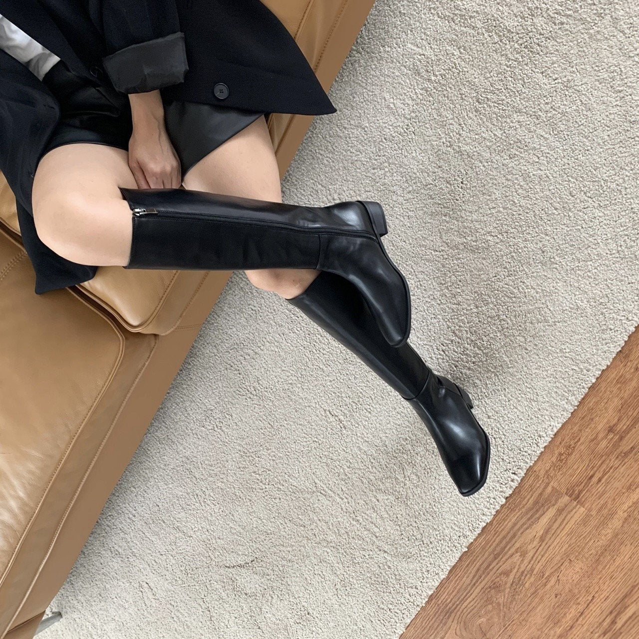 Square basic long boots-3col