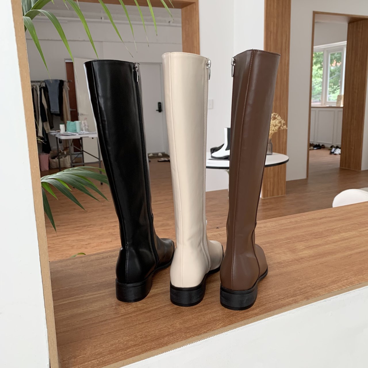 Square basic long boots-3col