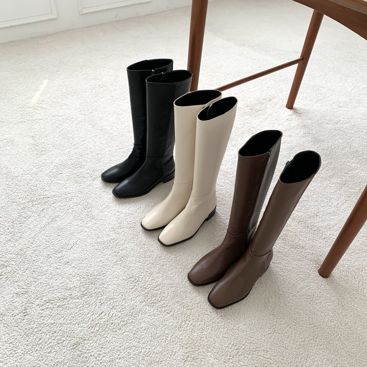 Square basic long boots-3col