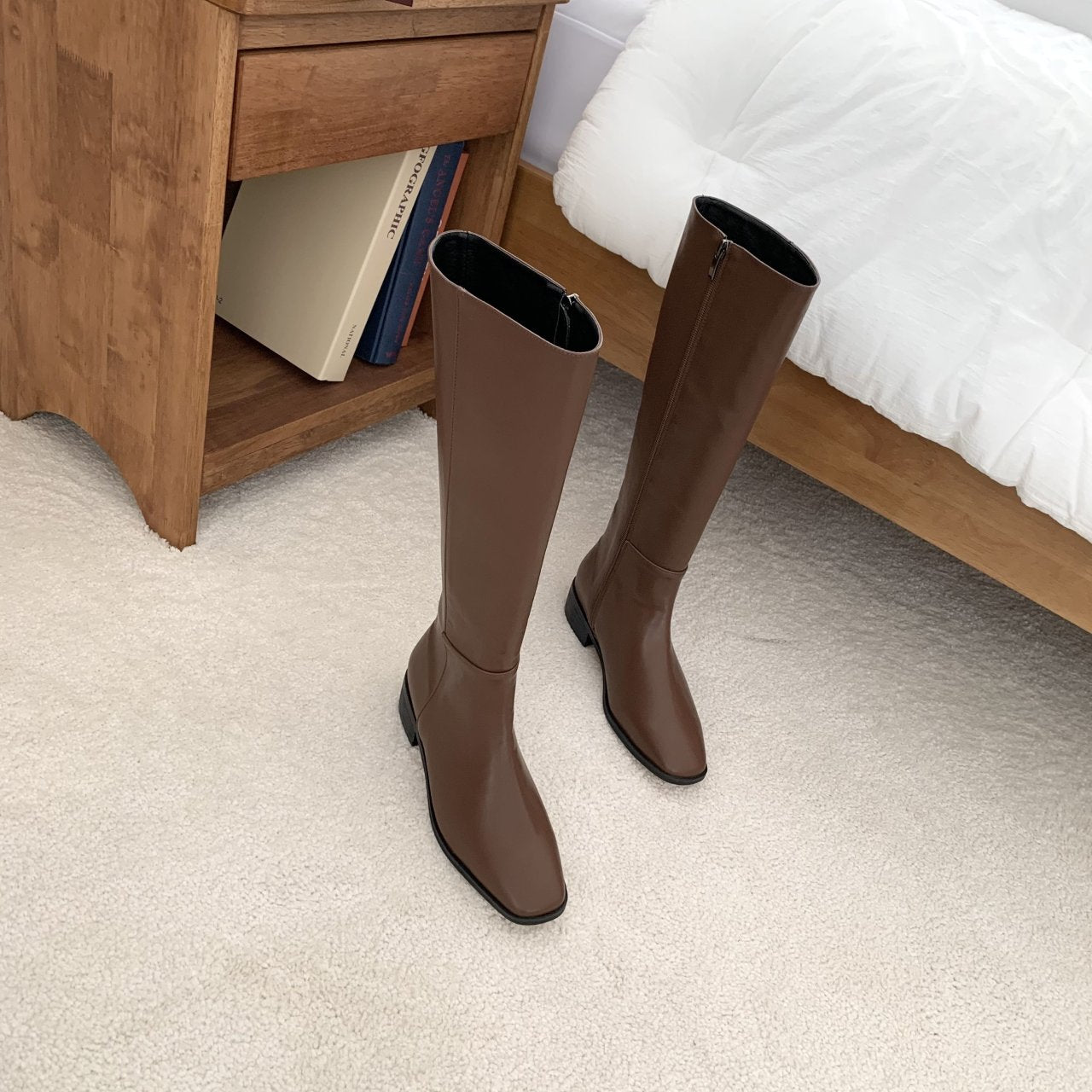 Square basic long boots-3col