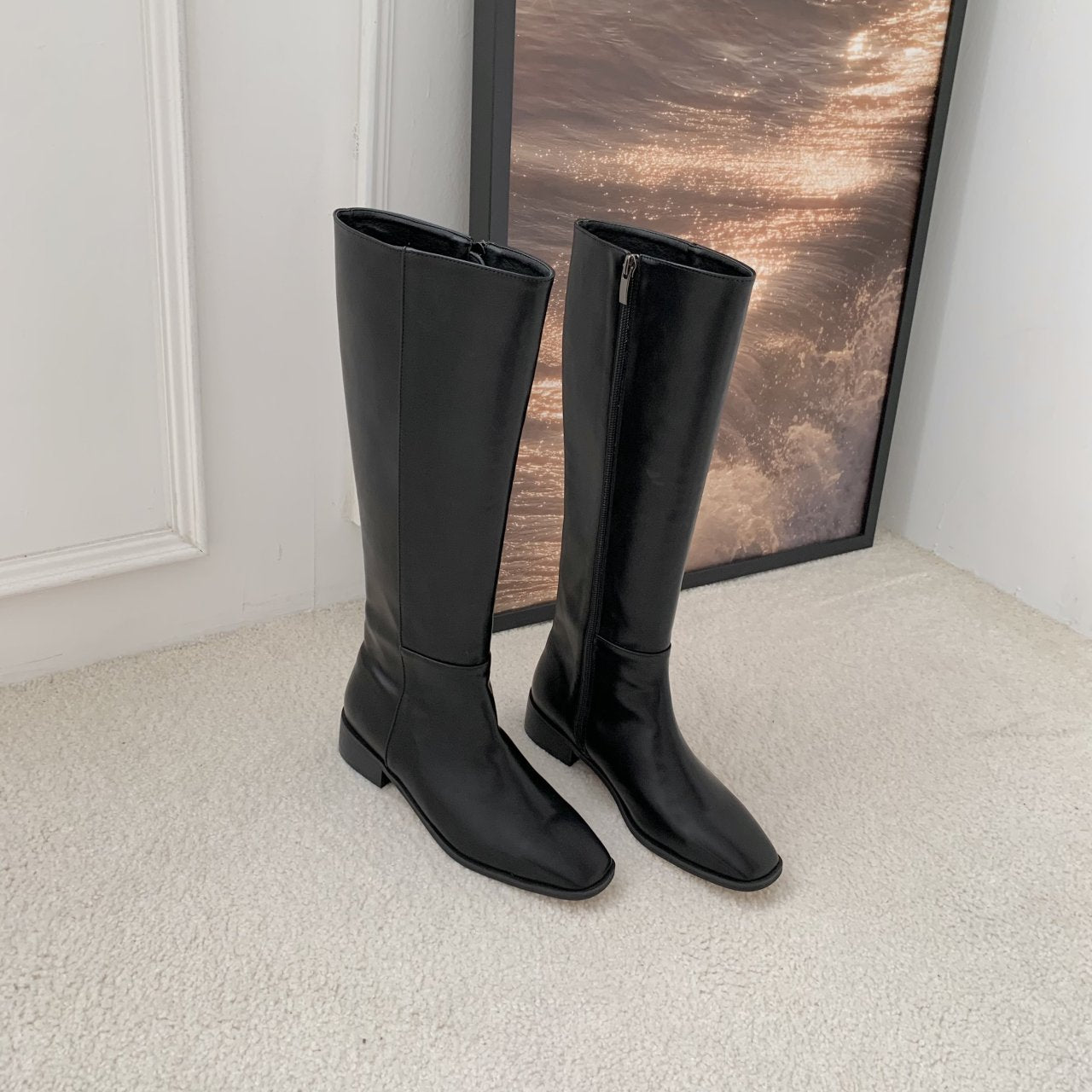 Square basic long boots-3col