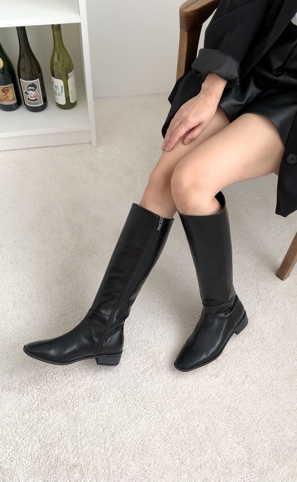 Square basic long boots-3col