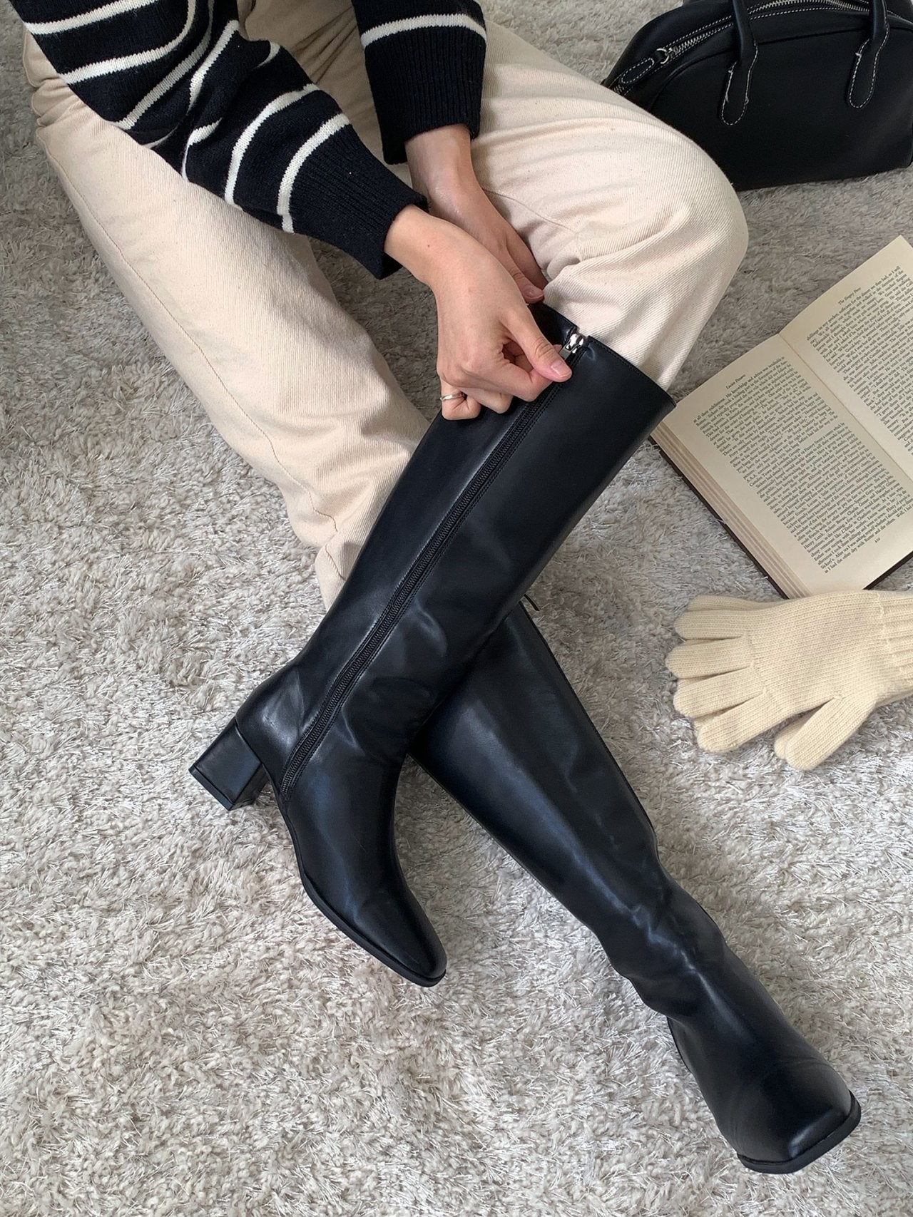 5cm sophisticated long boots-2col