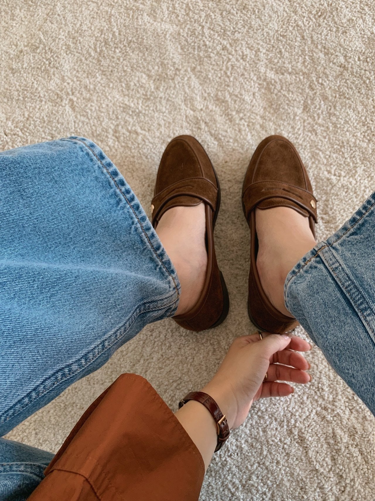 Gold logo lauren penny loafer-2col