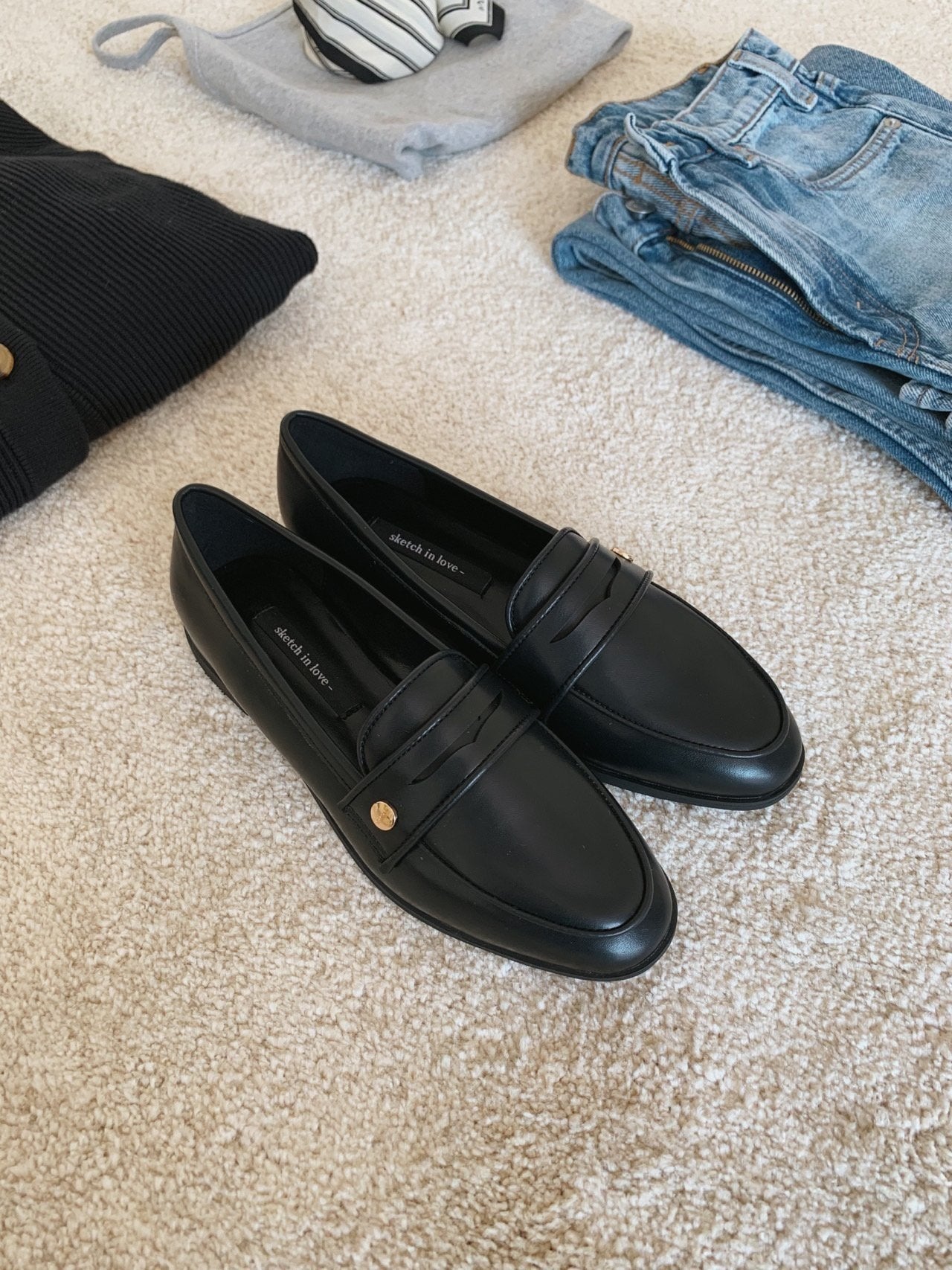 Gold logo lauren penny loafer-2col