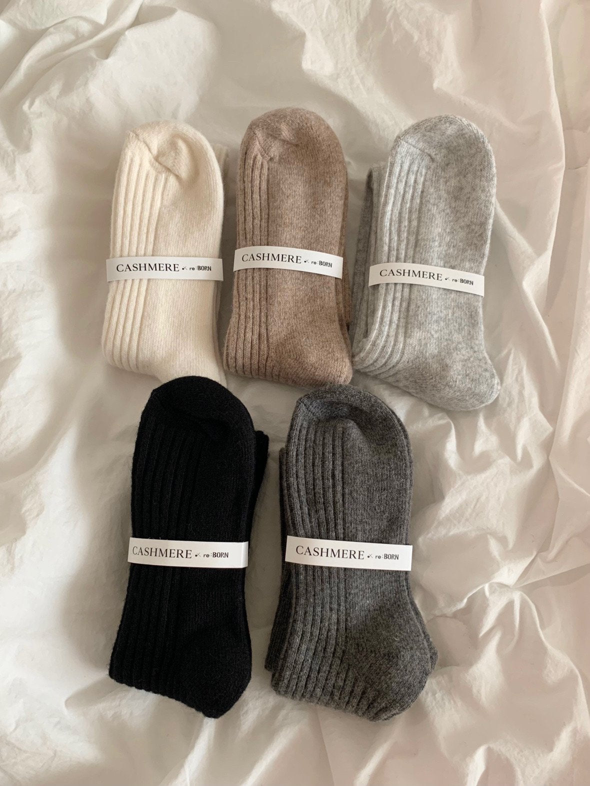 Cashmere knit wool knee socks-5col