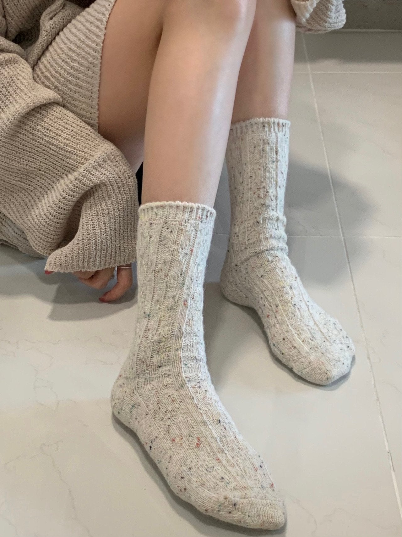 wool twisted long socks-6col