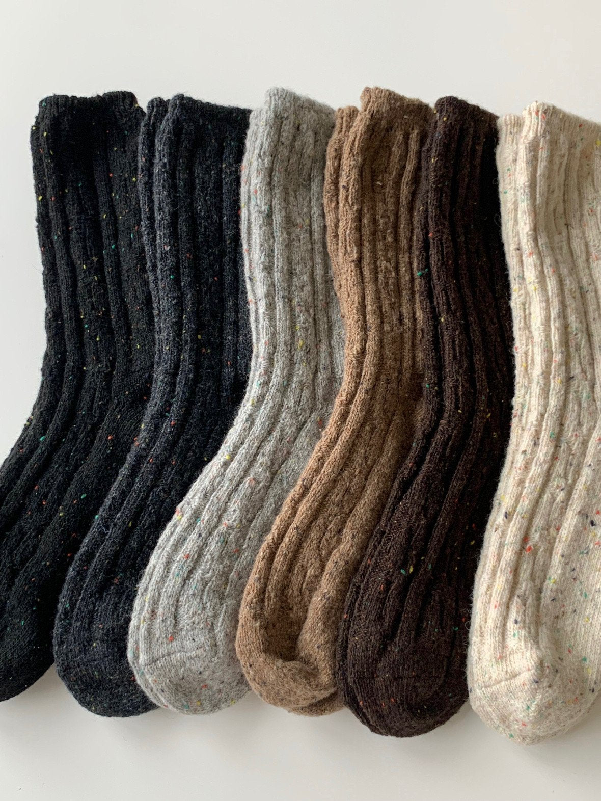 wool twisted long socks-6col