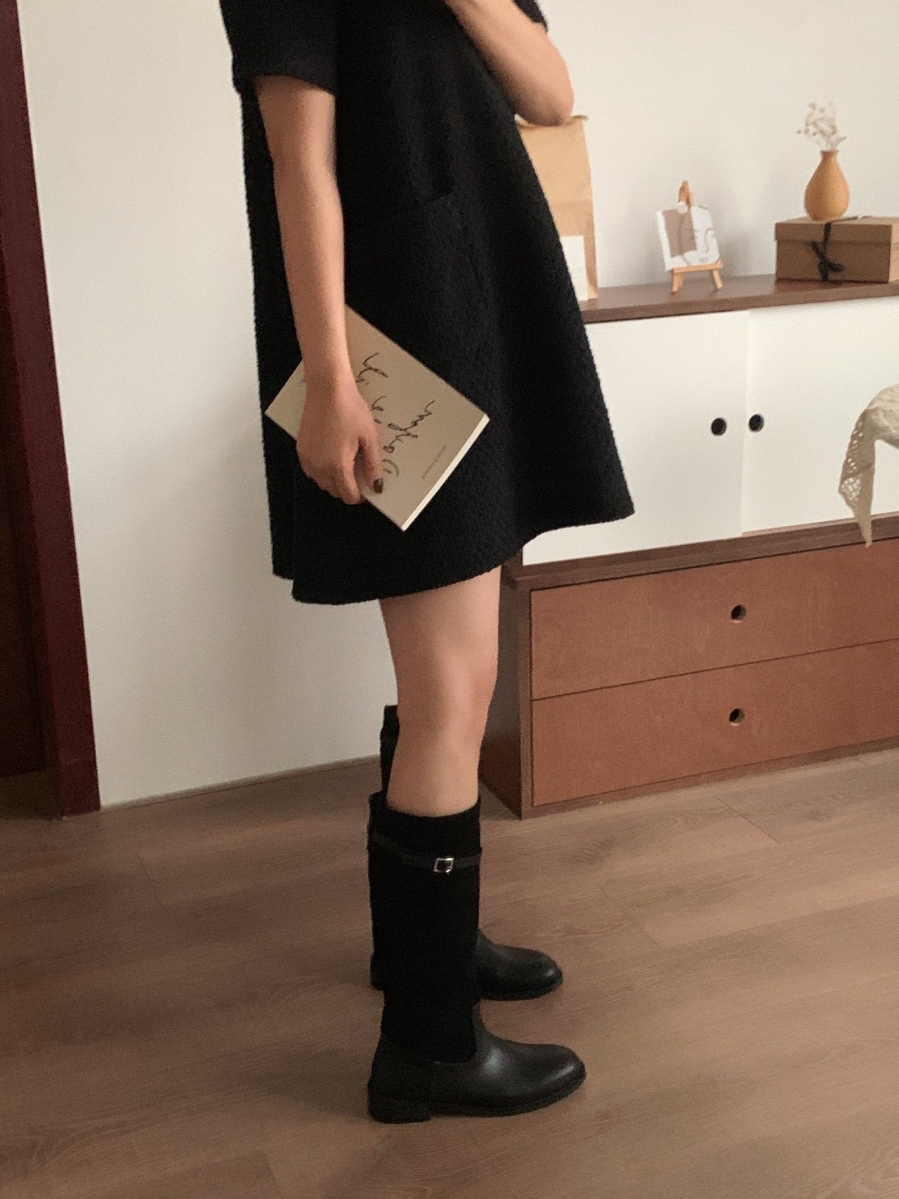 Hazel suede belted long boots-2col