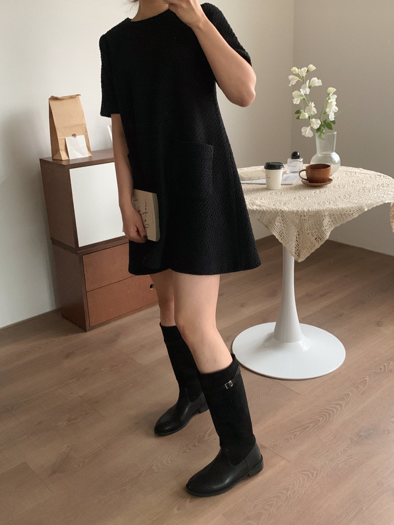 Hazel suede belted long boots-2col