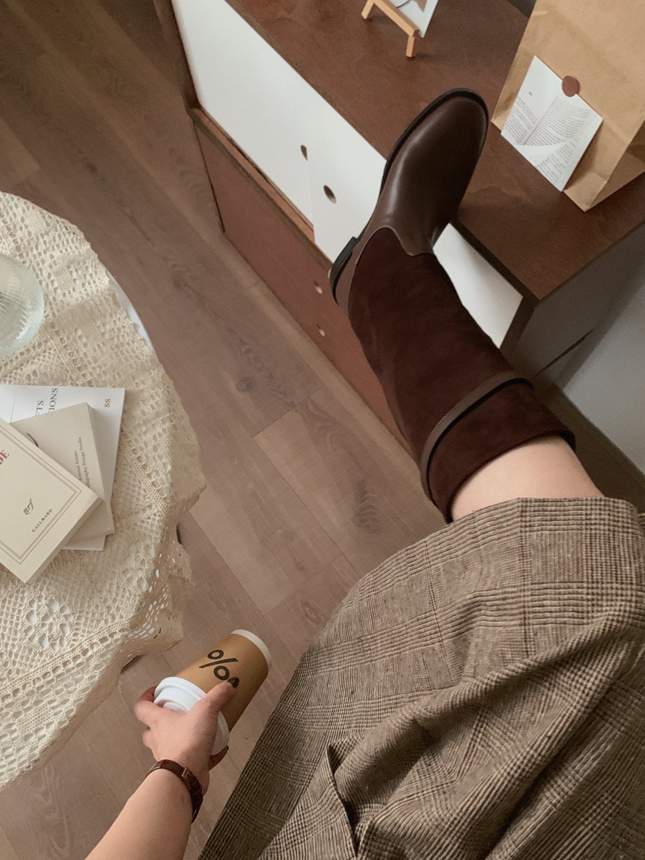 Hazel suede belted long boots-2col