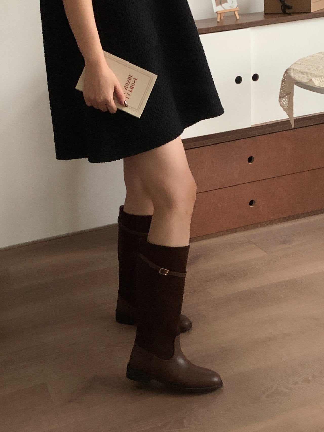 Hazel suede belted long boots-2col