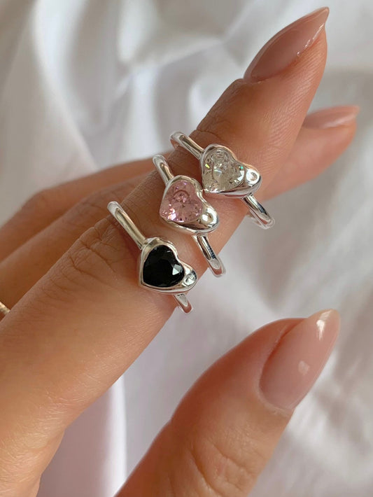 Color cubic heart open ring