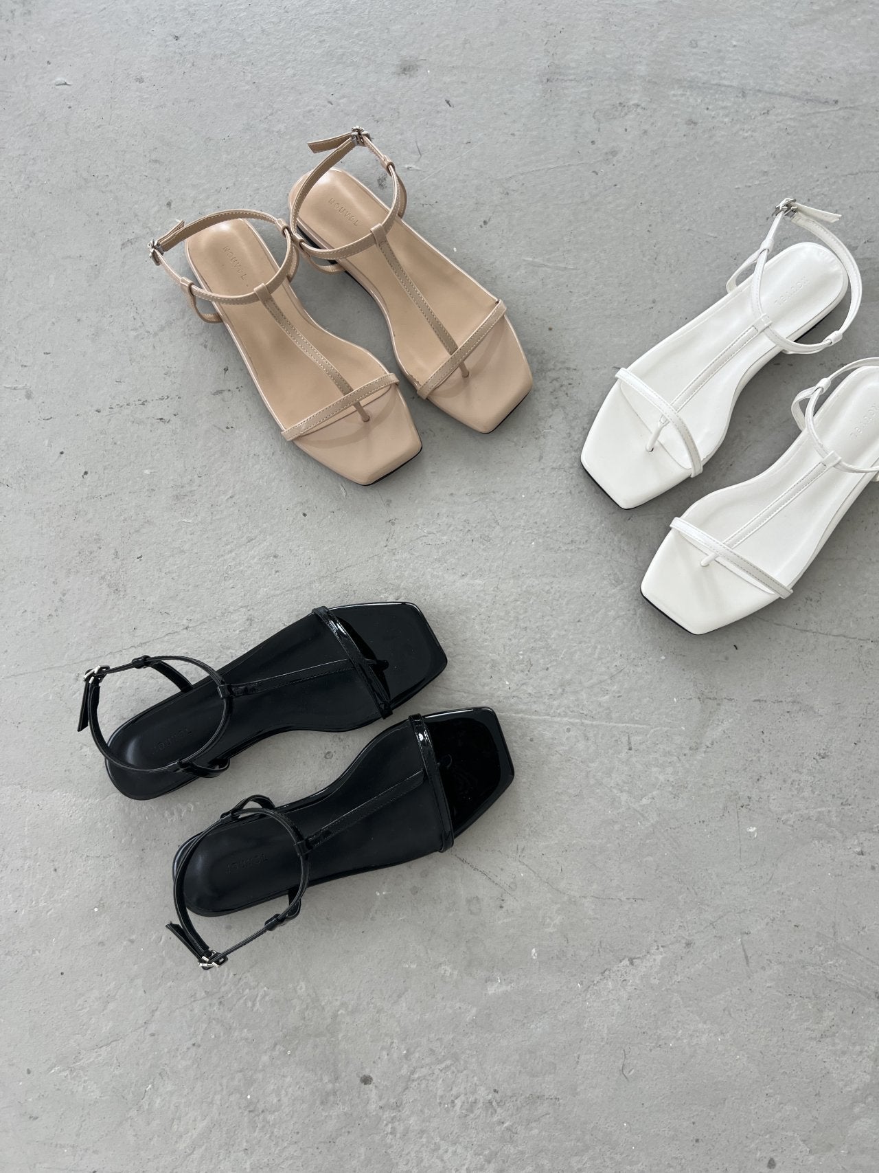 strap flat sandals-3col