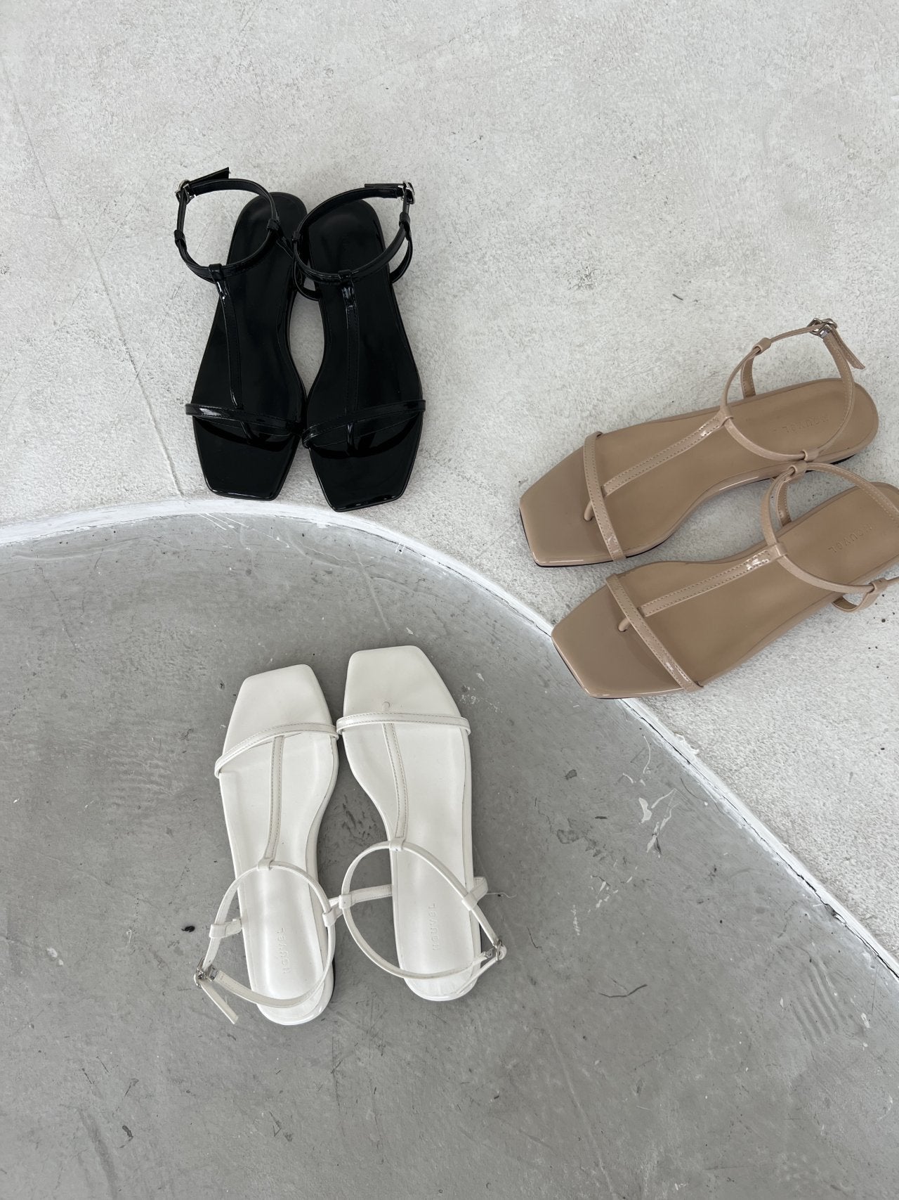 strap flat sandals-3col