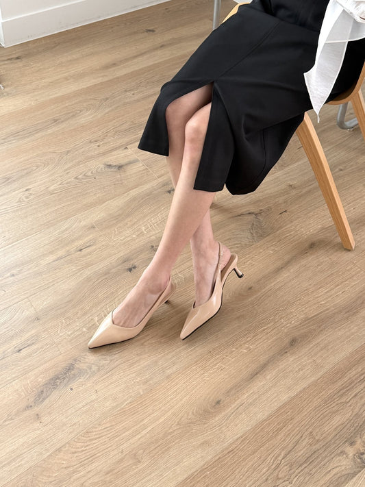 stitch high heel sling back