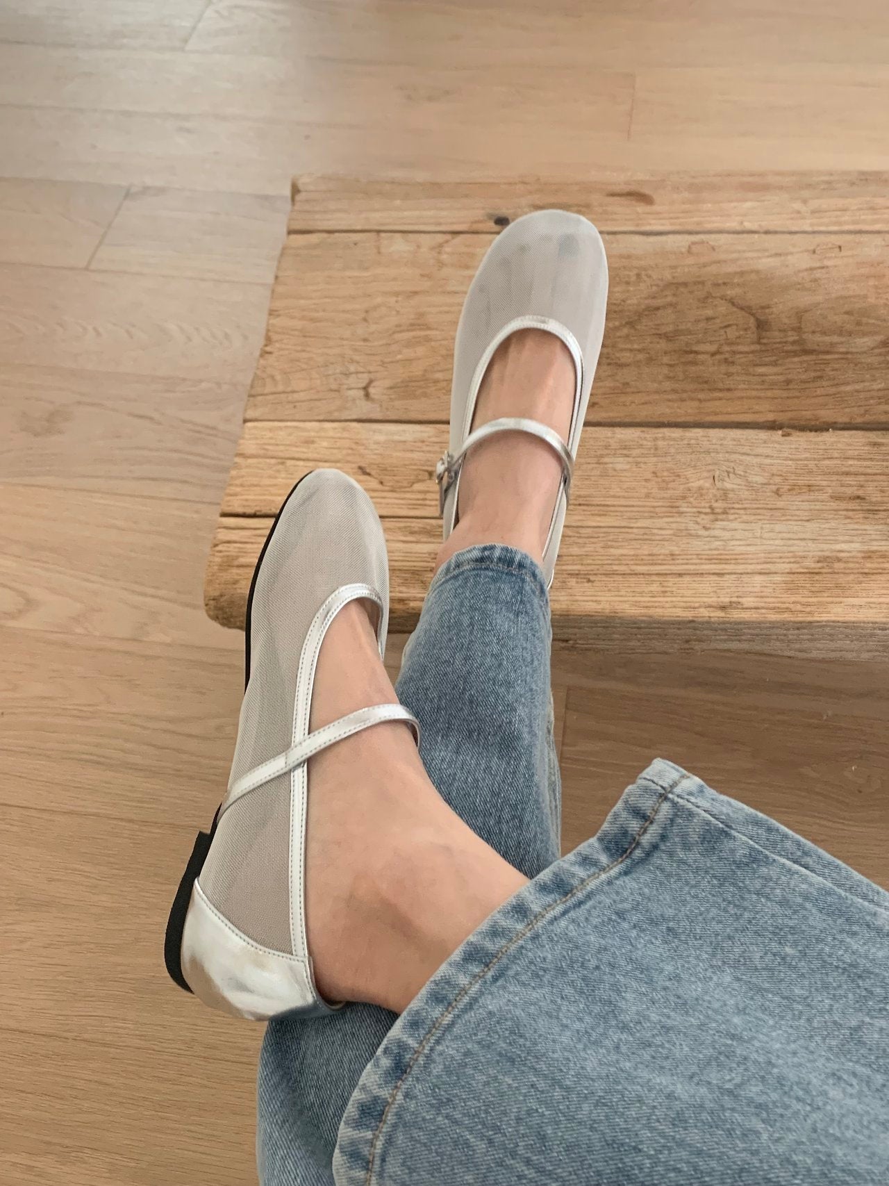 Mesh Merijane Strap Flat