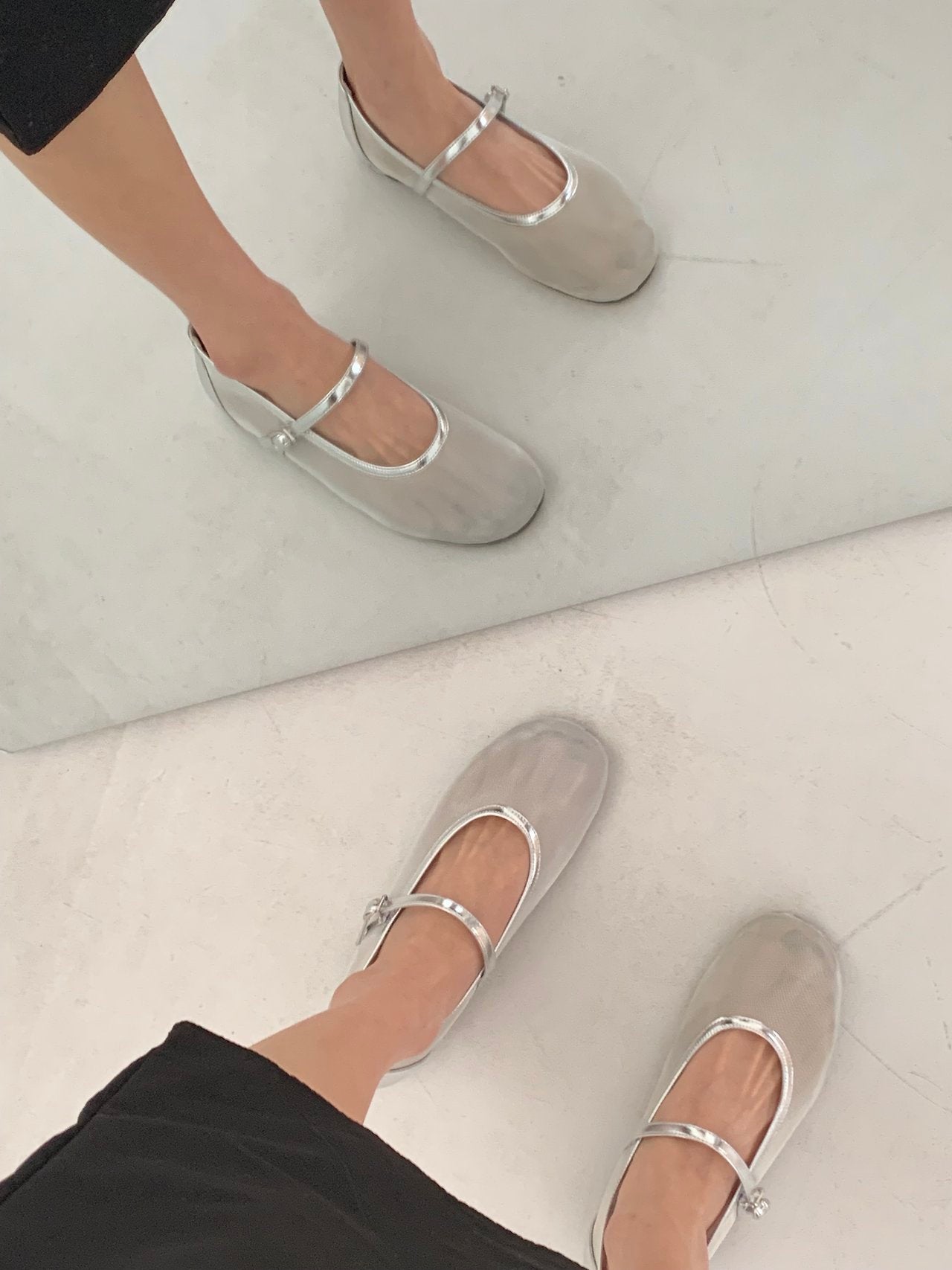 Mesh Merijane Strap Flat