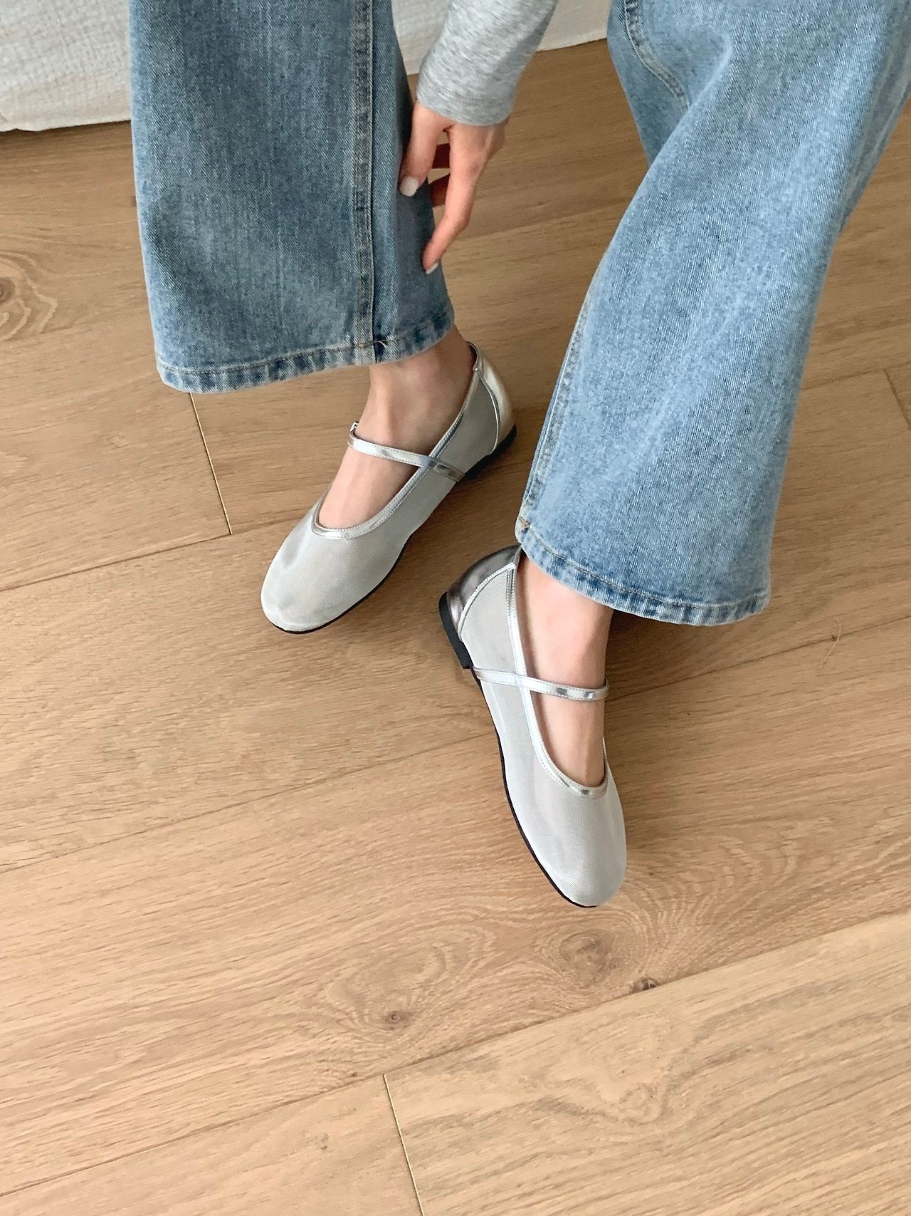 Mesh Merijane Strap Flat