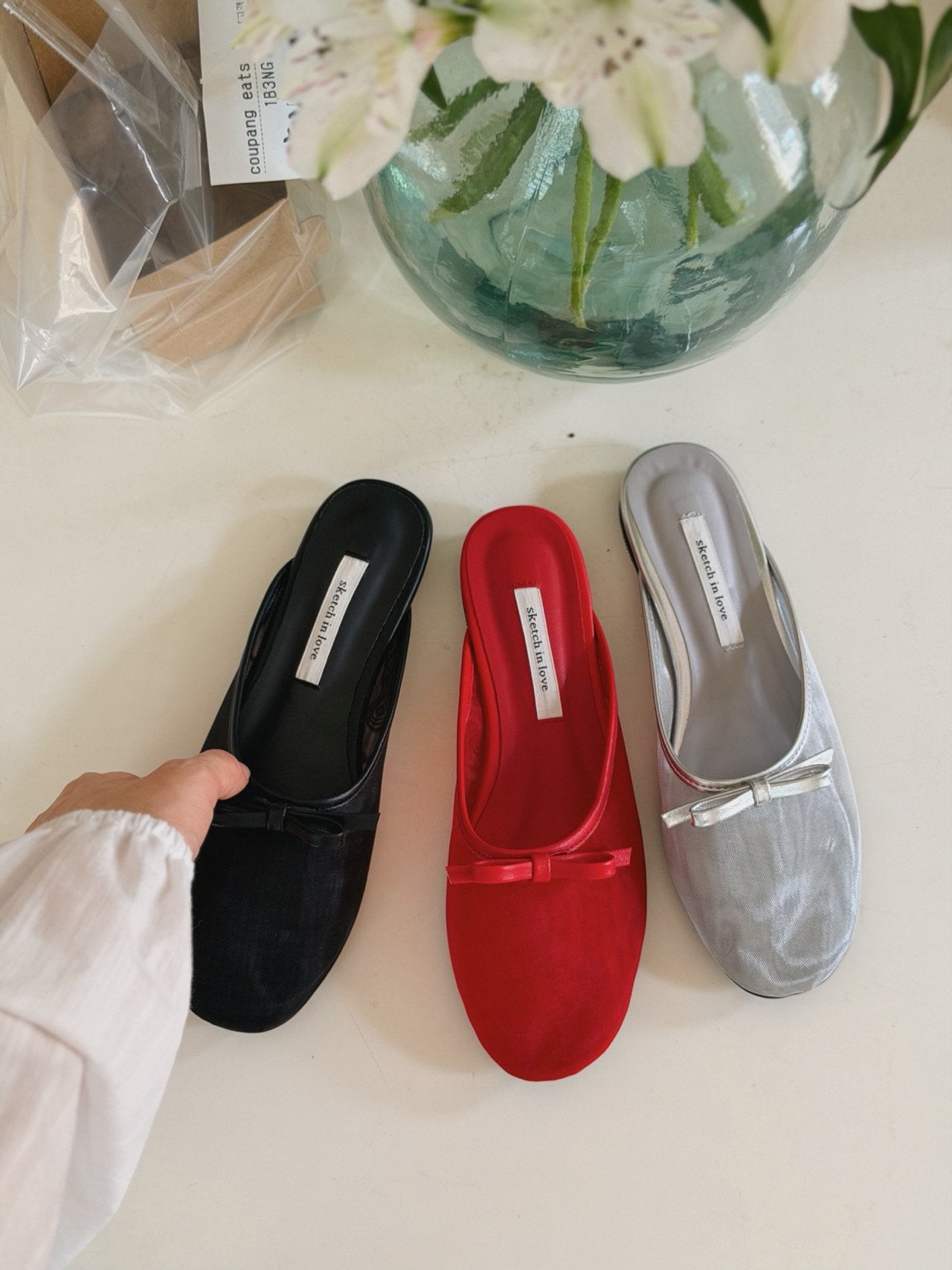 Petit Ribbon Mesh Mule