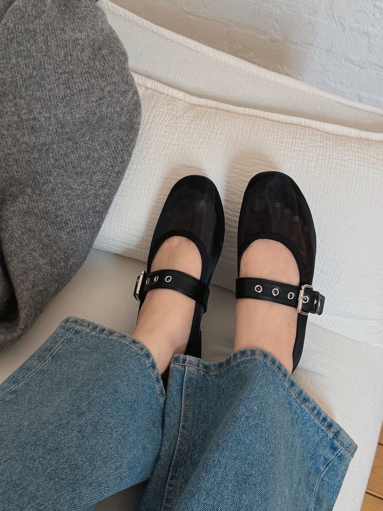 Mesh Eyelet Strap Maryjane