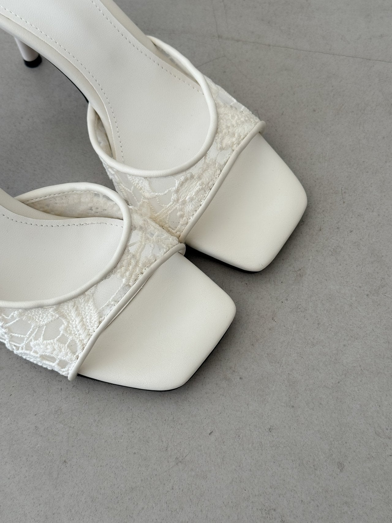 lace see-through square mule