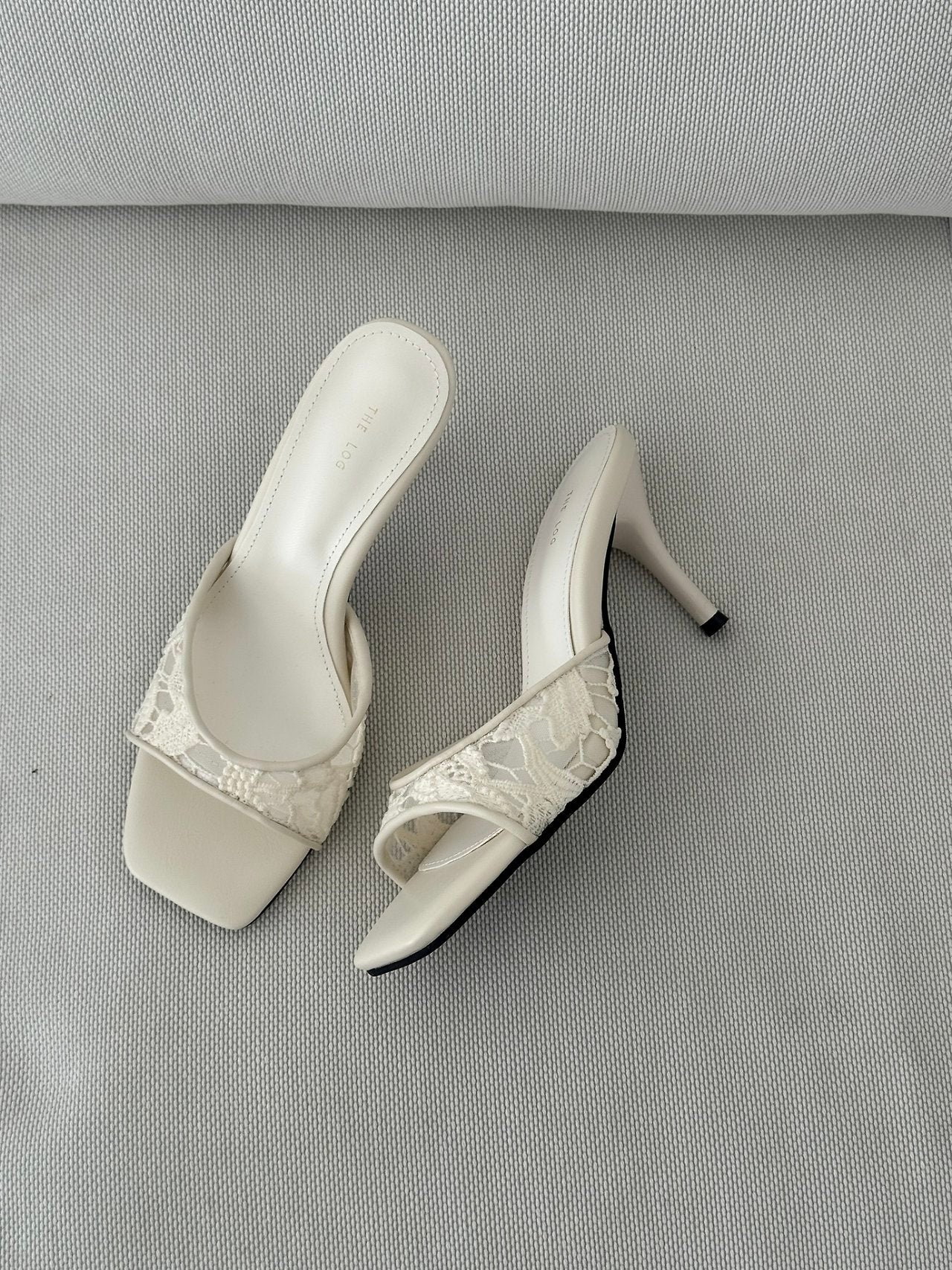 lace see-through square mule