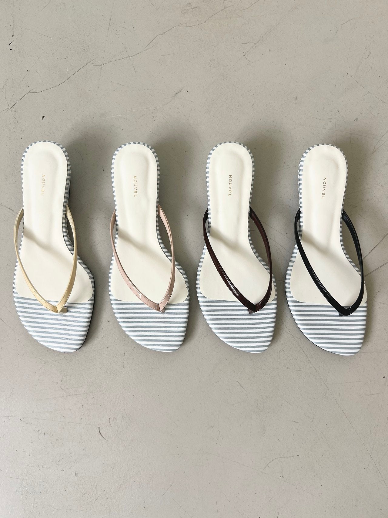 Stripe wedge slippers