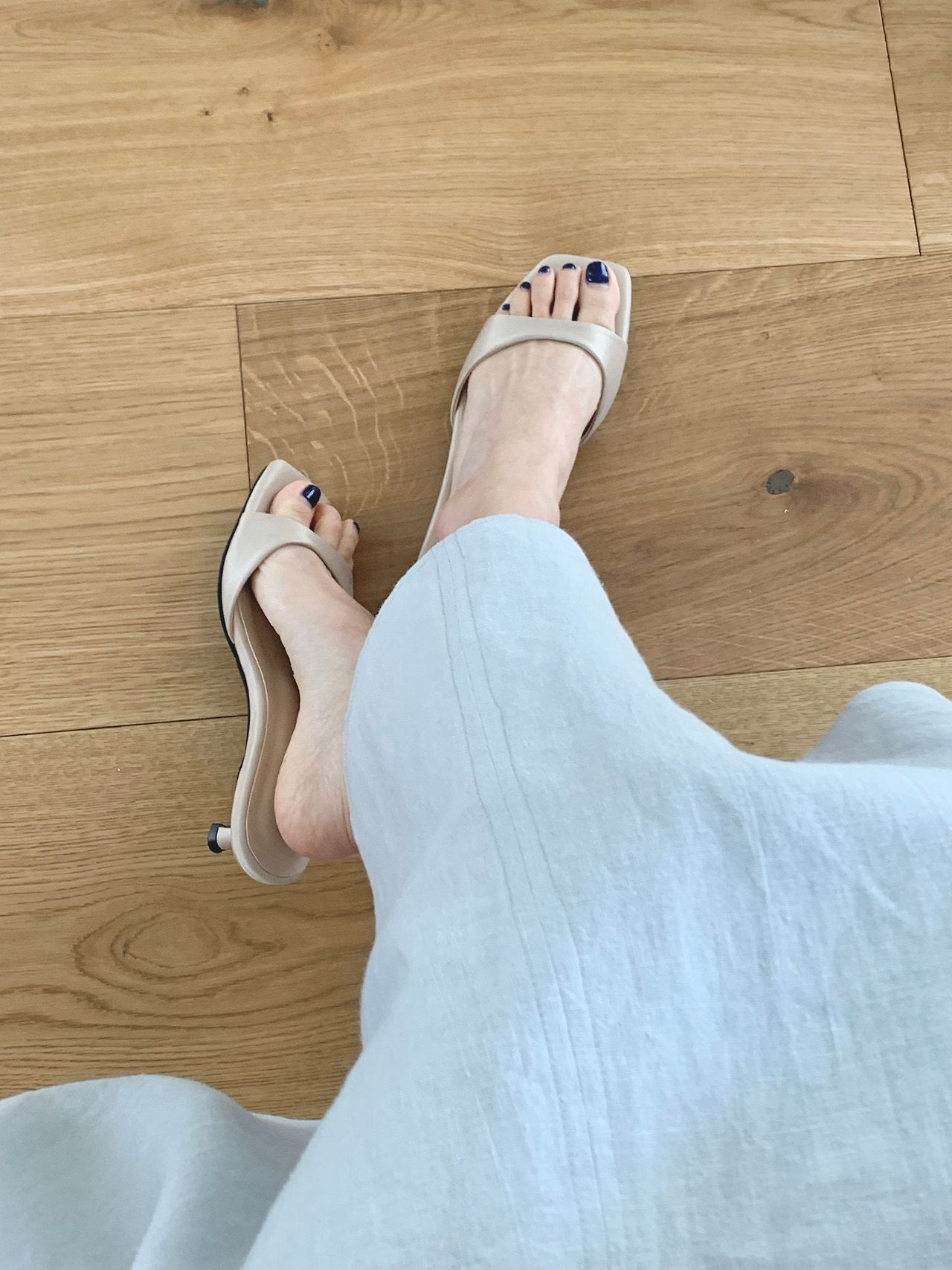 Satin 3-meter middle heel mule
