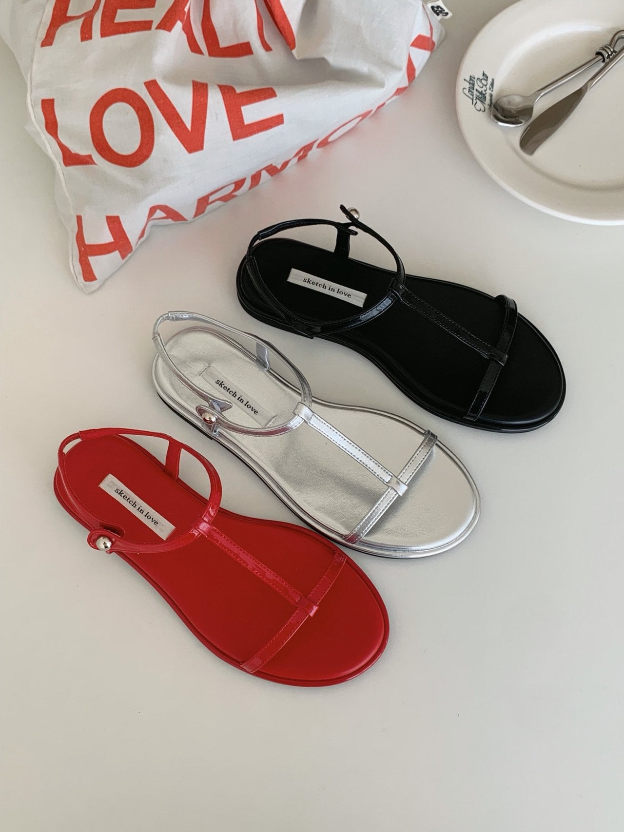 Slim T-Strap Sandals