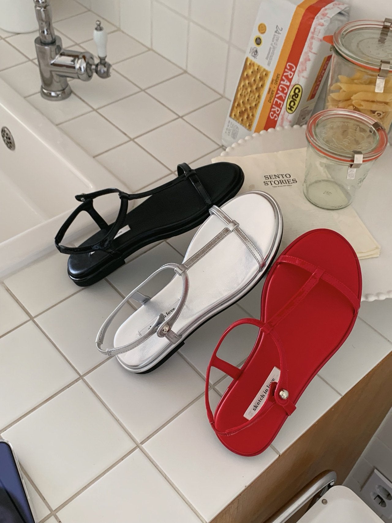 Slim T-Strap Sandals