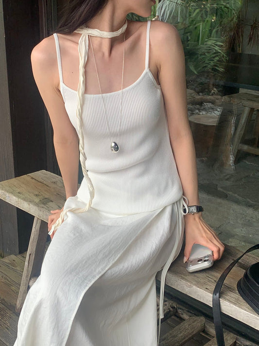 Birkin silk100% sleeveless knit-2col
