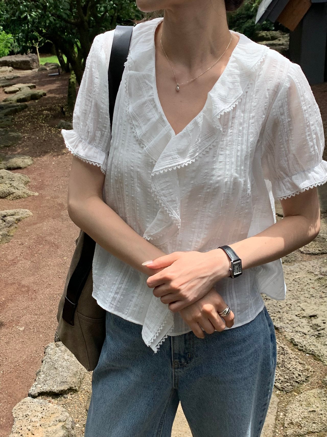 Lou Frill Pintuck Blouse