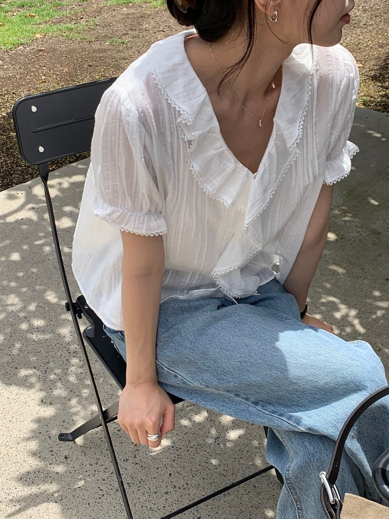 Lou Frill Pintuck Blouse