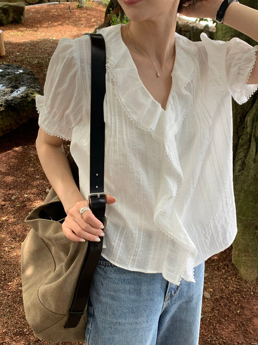 Lou Frill Pintuck Blouse