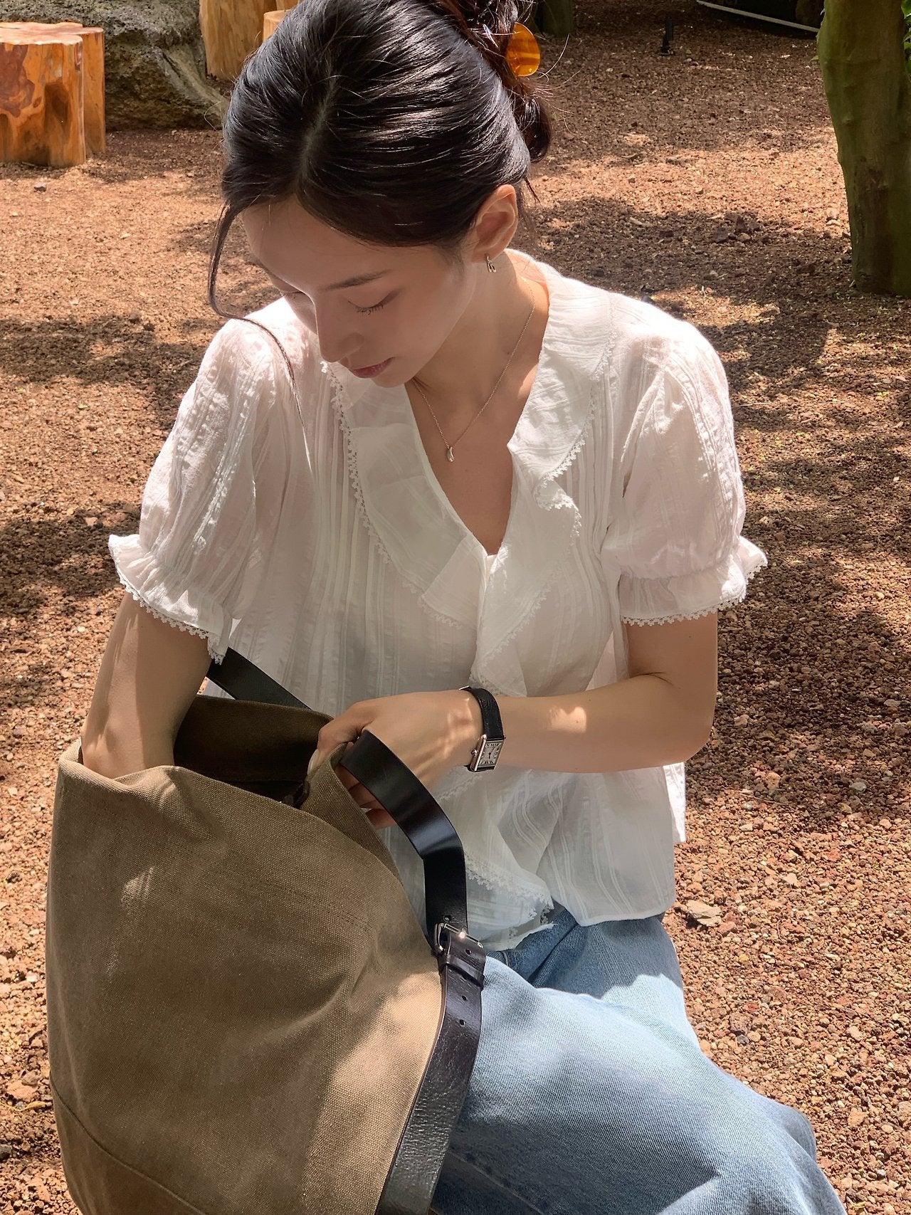 Lou Frill Pintuck Blouse