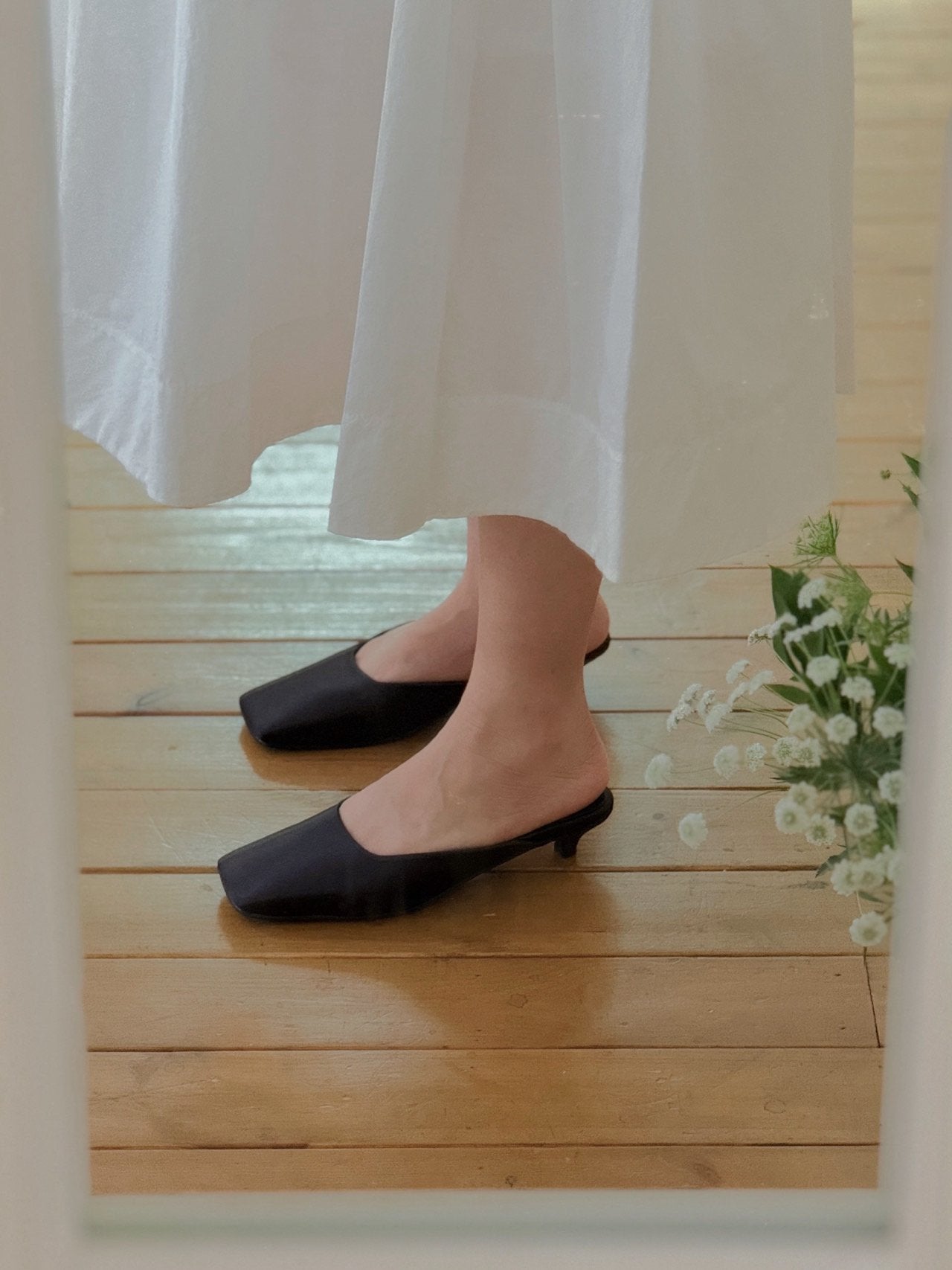 Square Satin Mule