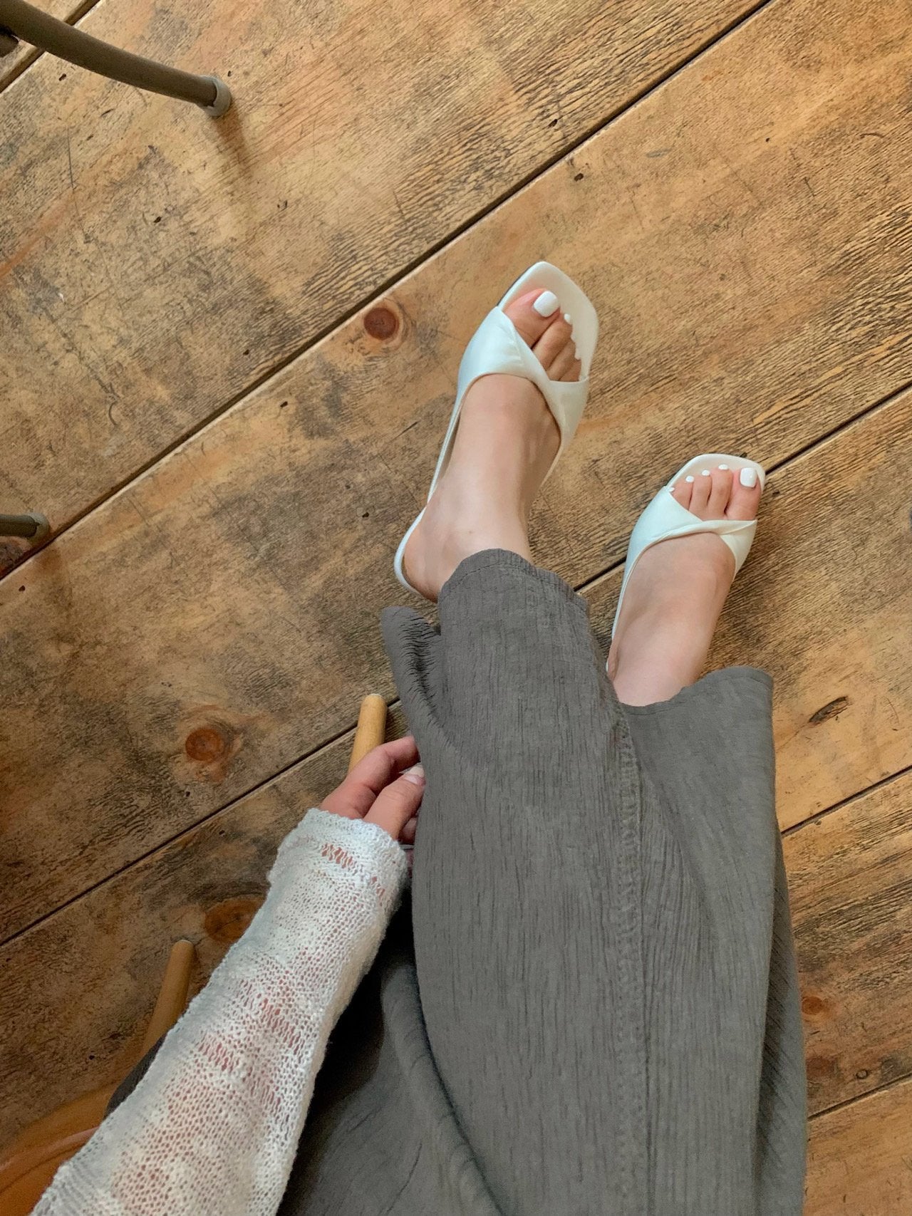 Twisted cotton satin mule