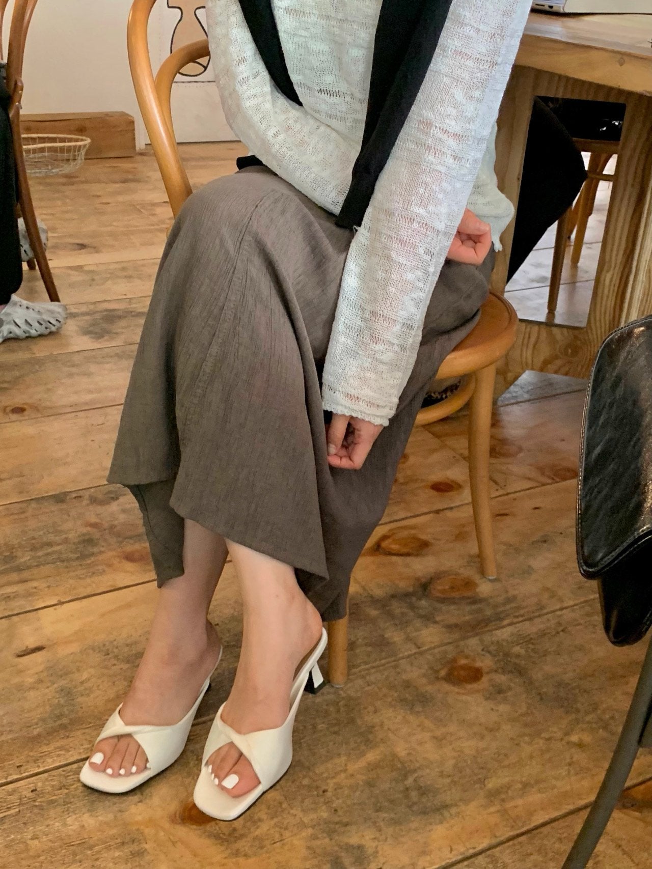 Twisted cotton satin mule